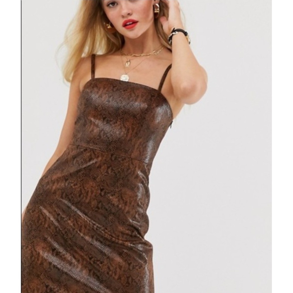 MNG Mango Dress Womens Size M Animal Print Snake Mini Sleeveless Party